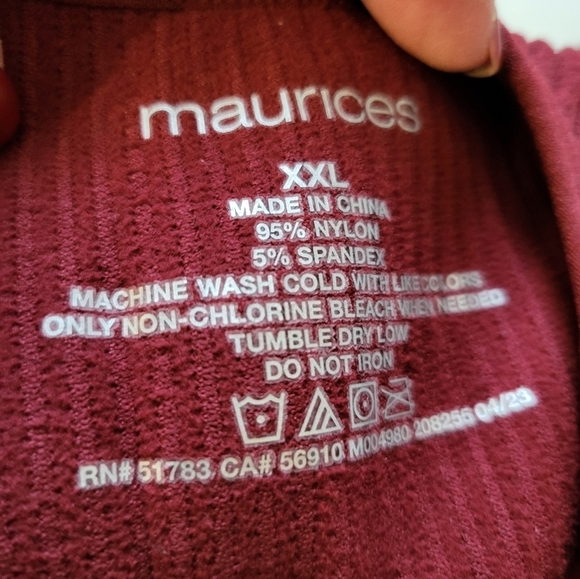 NWT Maurice's Ribbed bralette XXL Burgundy tank cropped - Picture 3 of 8